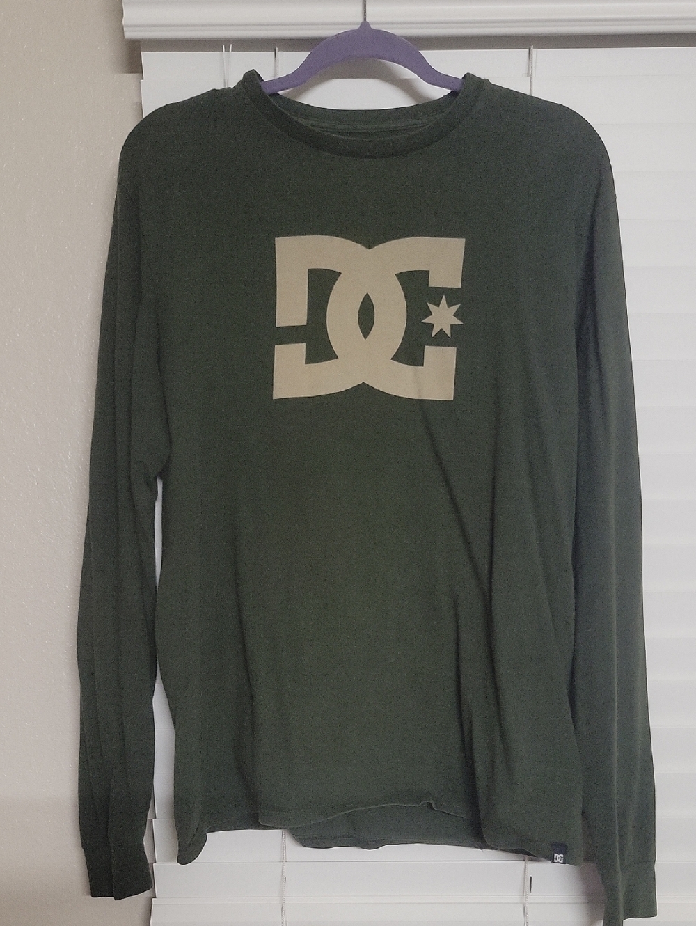 DC Olive Green Long Sleeve Logo Tee